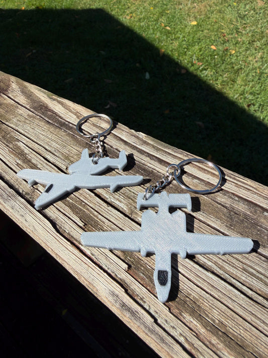 A-10 Warthog Keychain Set (2 Piece) – Shiny Airplane Keychains | Pilot Gift | Aviation Accessory | Military Jet Keyring |