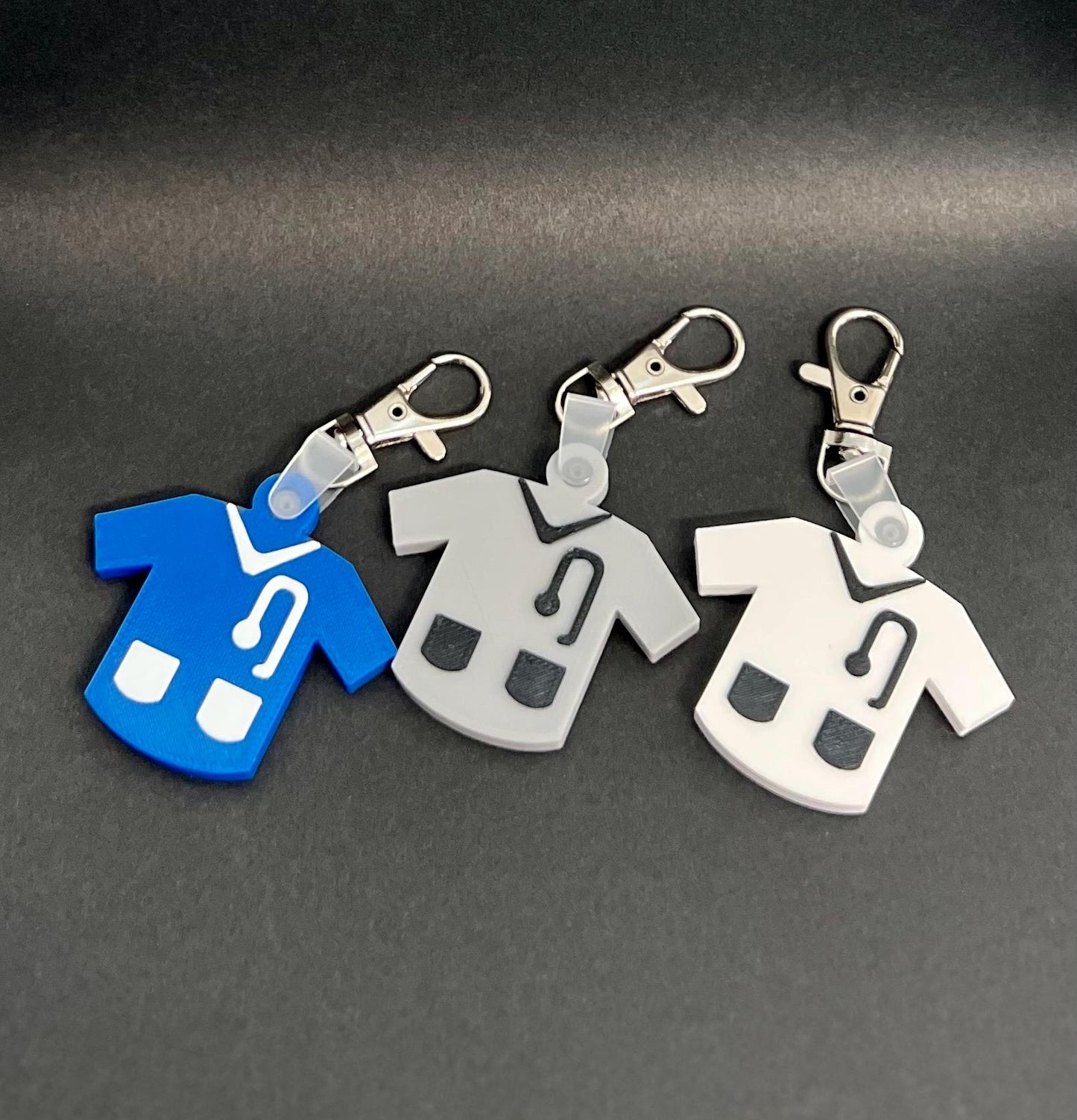 Healthcare Hero Scrub Charm Set (3-Pack): Nurse, Doctor, Vet Keychain