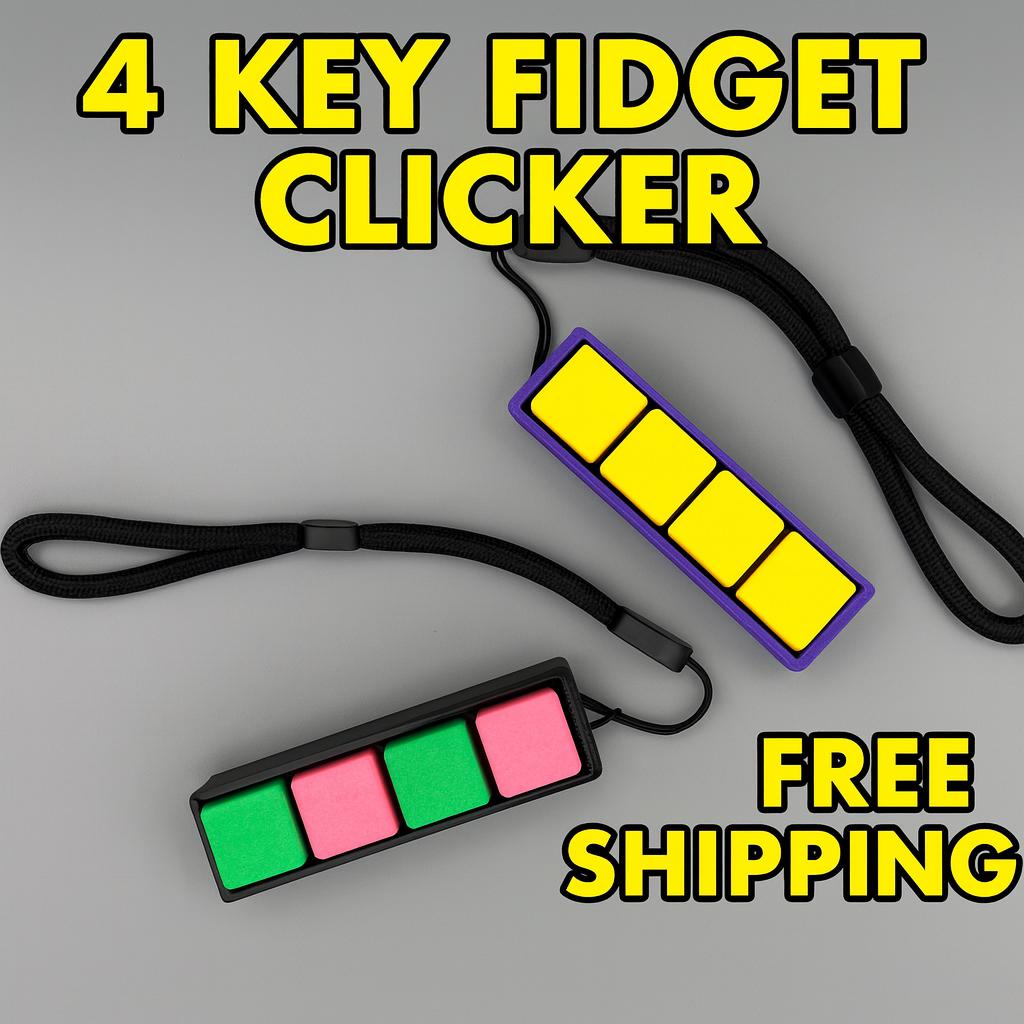 4 Key Fidget Clicker with Lanyard Fidget Toy