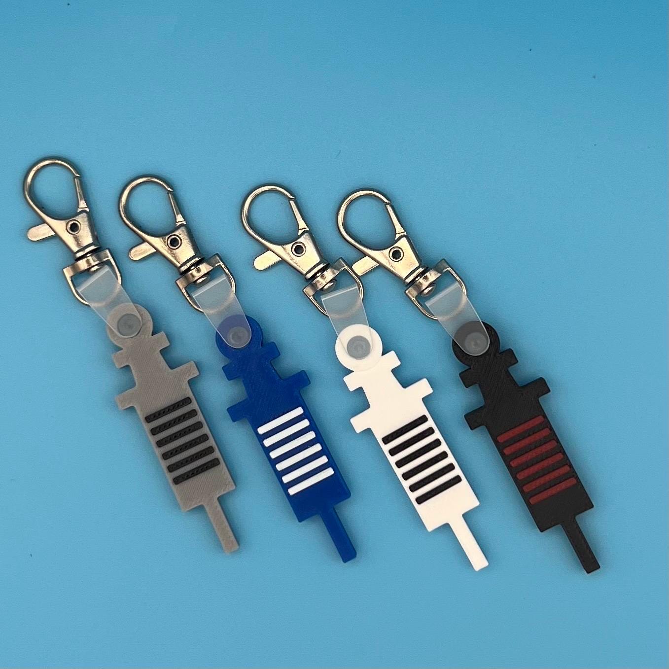 Syringe Keychain (3-Pack) | Nurse, Vet, Doctor Bag Charms | Healthcare Worker Gift | Syringe Charm | Zipper Charm |